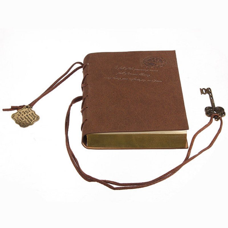 10x14cm Klasický Retro Kožený Zápisník Na Kľúče Na Vintage Strunový Denník Skicár