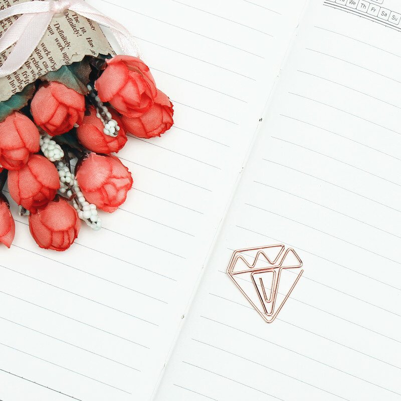 4ks Rose Gold Diamond Poháre Nástroje Plánovač Záložiek Na Scrapbooking Kovová Sponka Na Papier