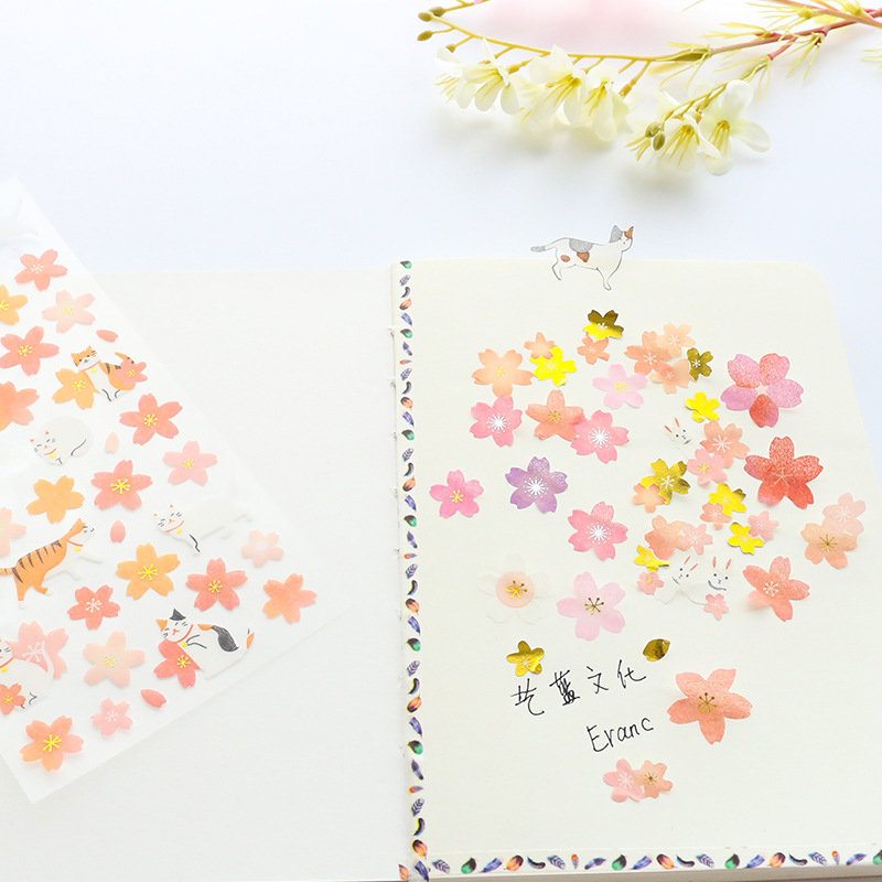 Romantic Cherry Blossoms Diy Samolepky Dekoratívne Scrapbookingový Diár Album Stick Label Decor Craft