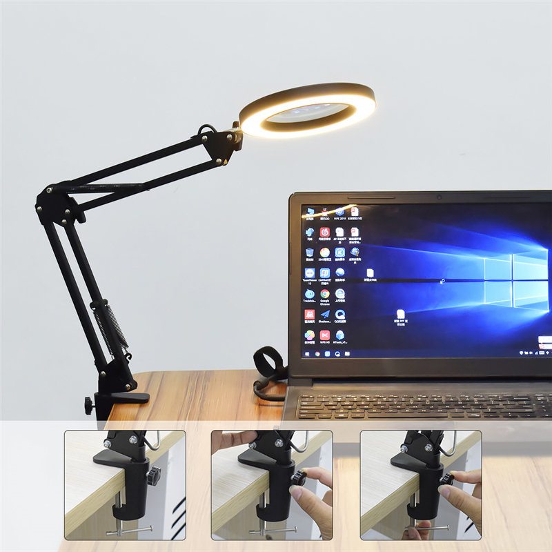 Zväčšovacie Sklo Usb Led 3 Farby Podsvietená Lampa S Lupou Na Čítanie/prepracovanie/spájkovanie