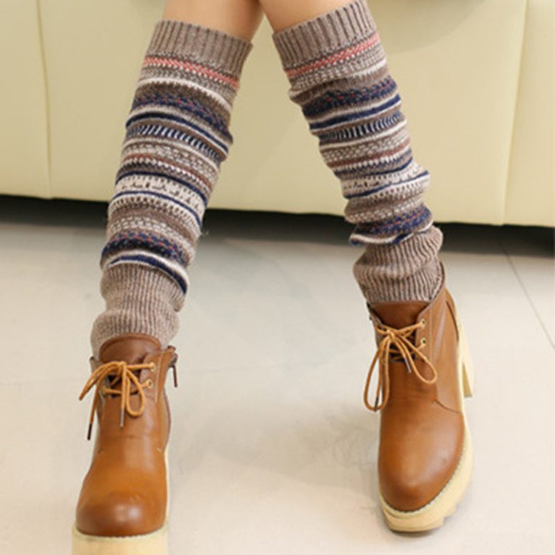 Dámske Kompresné Ponožky Vintage Farby Pruhované Módne
