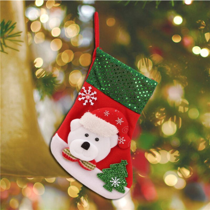 Nový Rok Vintage Vianočná Pančucha Snehuliak Taška Darčekové Ponožky Ornament Na Vianočný Stromček