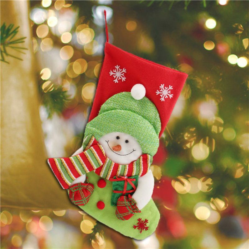 Nový Rok Vintage Vianočná Pančucha Snehuliak Taška Darčekové Ponožky Ornament Socks