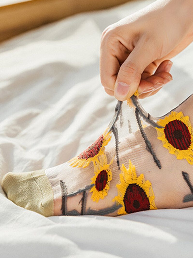 Ženy Slnečnica Vines Módna Novinka Harajuku Crystal Silk Tide Tube Ponožky