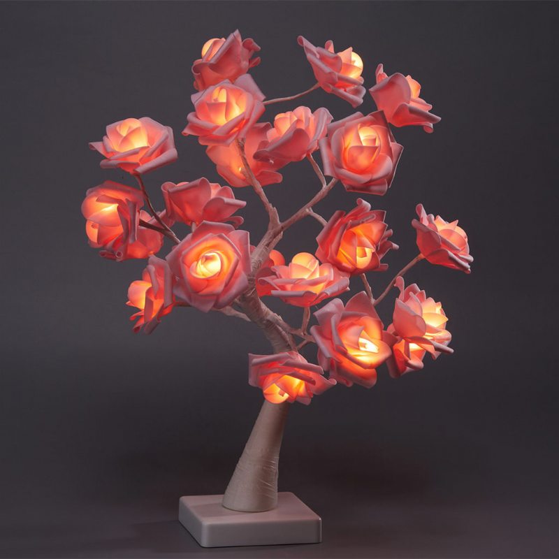 24 Svetiel Pe Pink Rose Tree Light Svietiaca Dekorácia Do Spálne Svetlo Valentínske Potreby Nočné
