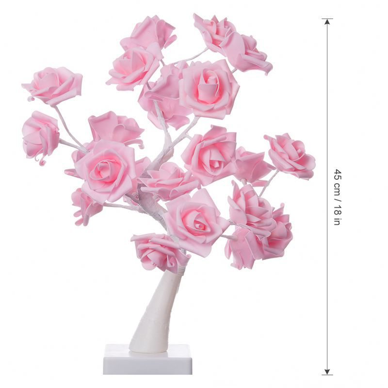 24 Svetiel Pe Pink Rose Tree Light Svietiaca Dekorácia Do Spálne Svetlo Valentínske Potreby Nočné