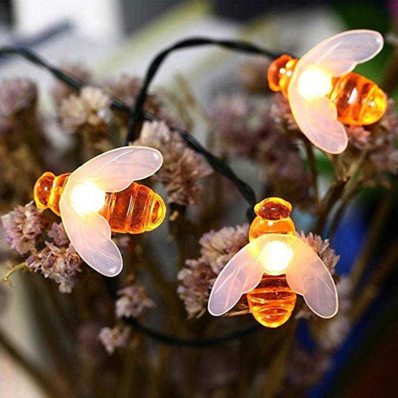7m 50leds Vianočné Svetlo V Tvare Včely Solárne Vonkajšie Dekoratívne Osvetlenie Vodotesné