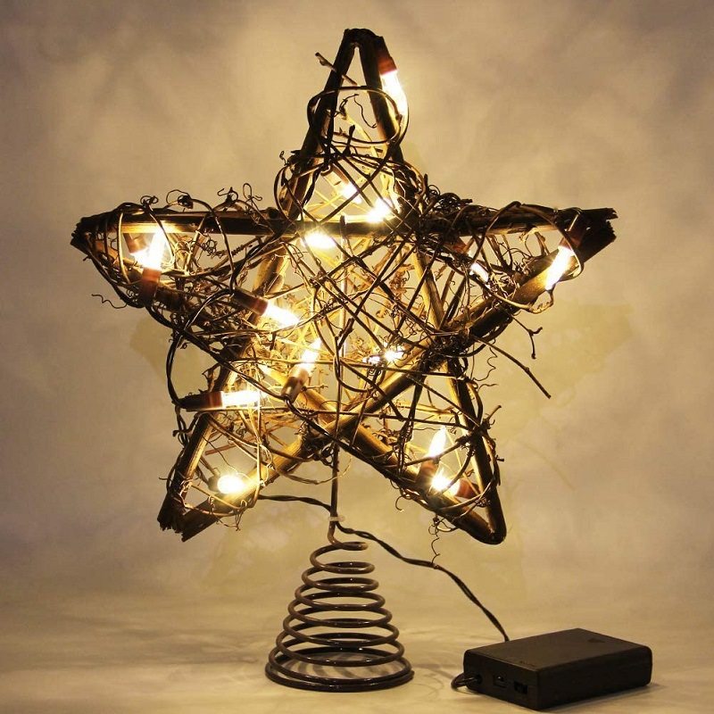 Cane Art Christmas Tree Top Star Vianočné Ozdoby Vianočný Strom Top So Svetlami