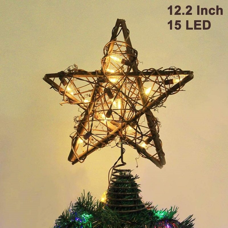 Cane Art Christmas Tree Top Star Vianočné Ozdoby Vianočný Strom Top So Svetlami