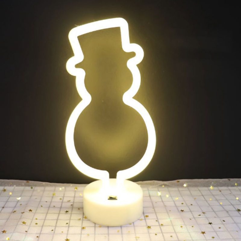 Dekoratívna Nočná Lampa Neónového Typu Králik Snehuliak Do Obývačky Detská Izba Kreatívna Led Nabíjateľná Usb