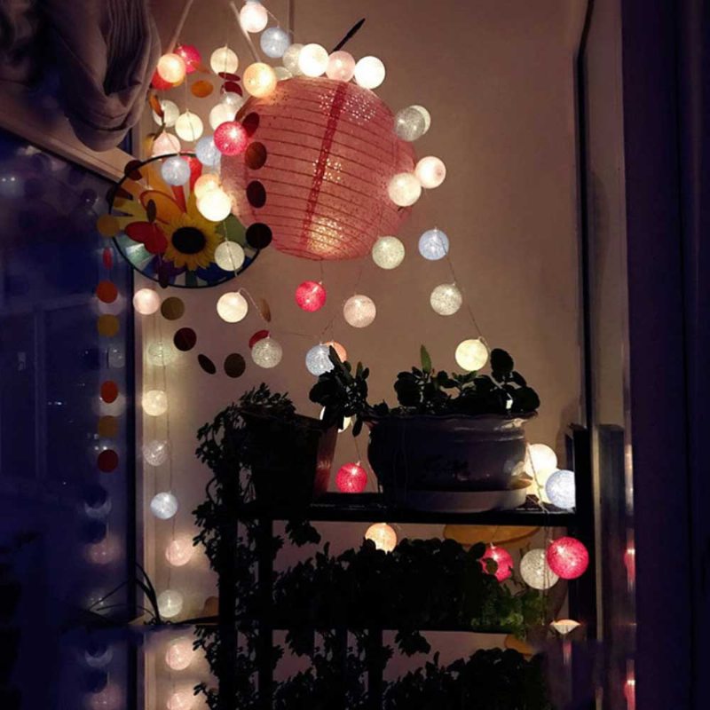 Dekoratívne Led Bavlnené Guľôčkové Lampy Dekorácie Do Detskej Izby Svetlá Krásne Rozprávkové Svetielka Vianočné Osvetlenie