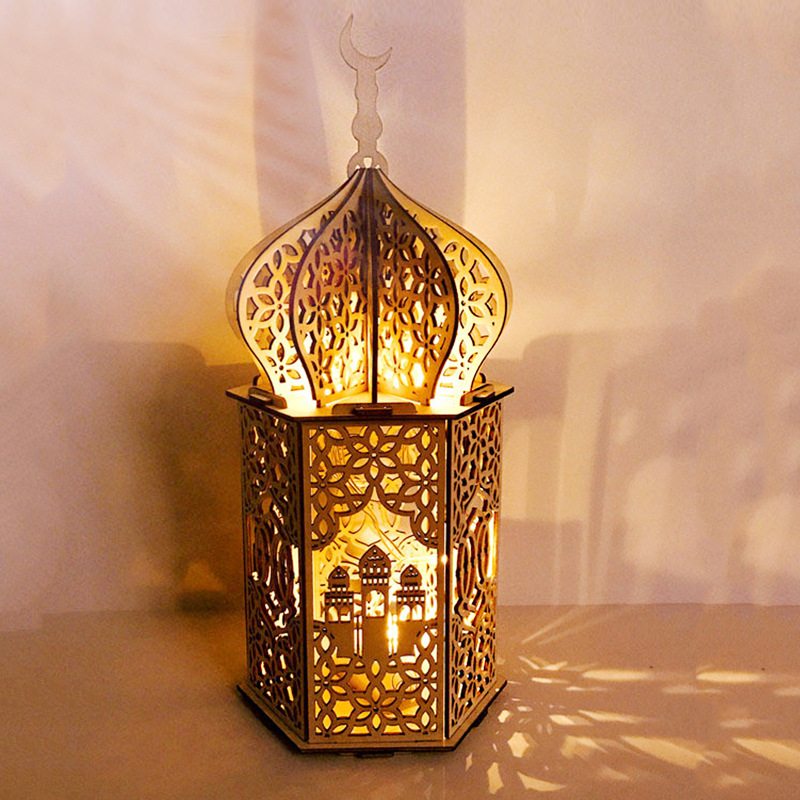 Drevená Ramadánová Remeselná Dekoračná Lampa Holiday Castle Palace Decoration Lamp