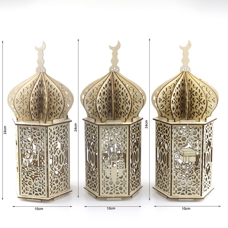 Drevená Ramadánová Remeselná Dekoračná Lampa Holiday Castle Palace Decoration Lamp