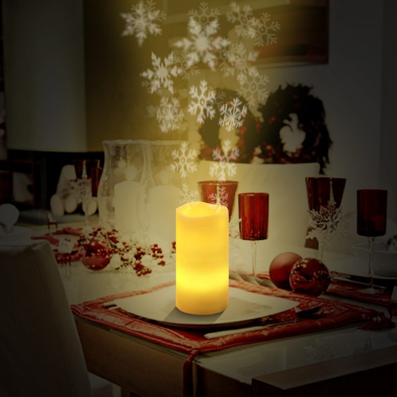 Ekologické Vianočné Osvetlenie Projektora Sneženie Vnútorná Bezplameňová Led Lampa Na Sviečku S Časovačom Wireless Remote Home Decoration