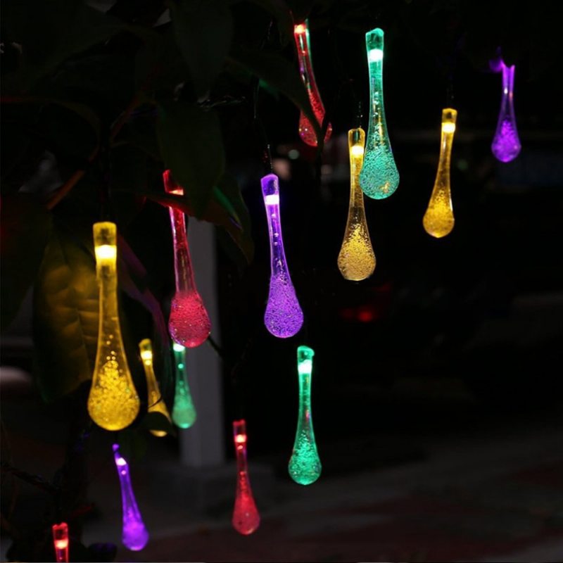Kreatívne 4m 20 Led / 5m 30 Led /7m 50 Led Bublinkové Svetlo Solárne Napájanie Led Svetlá V Tvare Kvapky Stringová Lampa Párty Nádvorie Vianočná Výzdoba Ozdoby