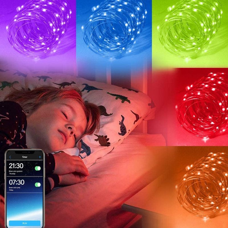 Led Strunové Svetlo Bluetooth Aplikácia Pre Mobilný Telefón Ovládacie Svetlá Struna Vianočná Dekorácia Rgb Plnofarebné Medené Drôtené