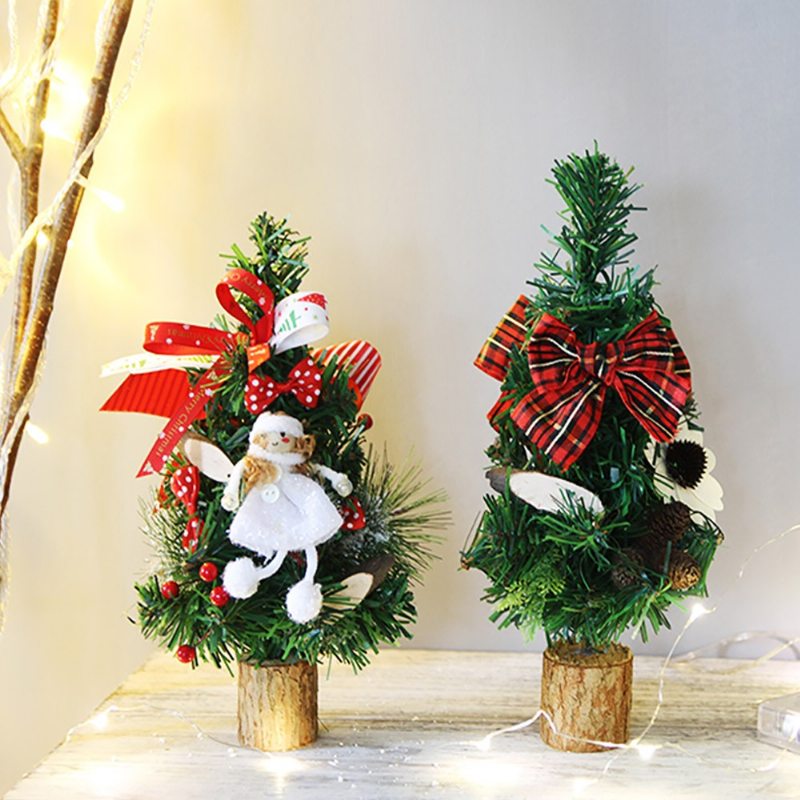 Mini Borovica Vianočné Ozdoby Stromček Pre Hotelovú Domácu Kanceláriu Vianočný Luxusná Vianočná Dekorácia S Šiškovou Mašľou Bábika Králik