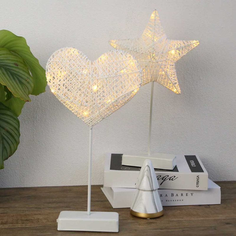 Nočná Lampa Led Star Heart Dekoratívna Izbová Stolová Modelovacia Vianočná Dekoračná Teplá Biela
