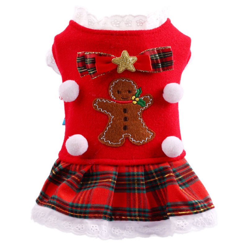 Perníkový Vzor Červené Šaty Pre Zvieratká Vianočné Ozdoby Pre Šteňa Oblečenie Teddy Bichon