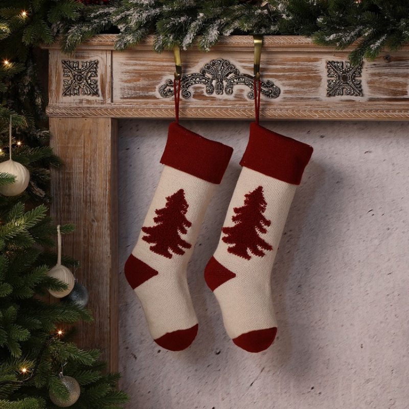 Pletené Vianočné Ozdoby Ponožky Prívesok Vlnený Cukrík Darčeková Taška Froté 3d Trojrozmerné Na Vianočný Stromček