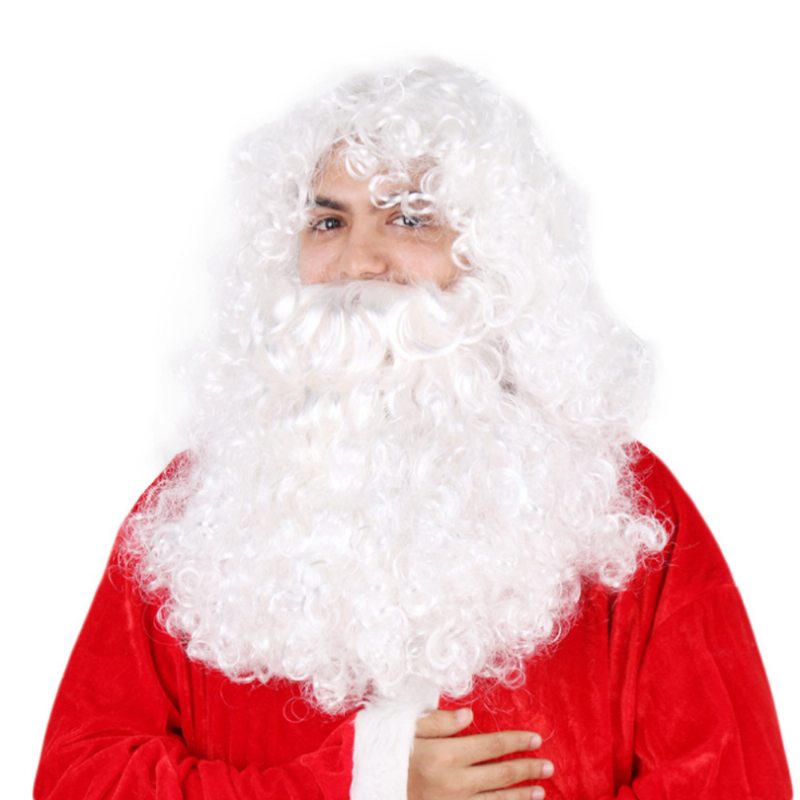 Santa Parochňa Pre Cosplayer Button Mesh Zdravé A Bezpečné Dlhé Kučeravé Biele Vlasy Drôtená S Vysokou Teplotou