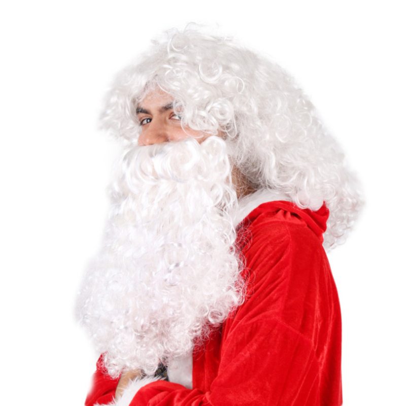 Santa Parochňa Pre Cosplayer Button Mesh Zdravé A Bezpečné Dlhé Kučeravé Biele Vlasy Drôtená S Vysokou Teplotou