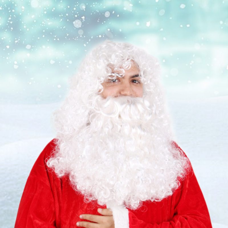 Santa Parochňa Pre Cosplayer Button Mesh Zdravé A Bezpečné Dlhé Kučeravé Biele Vlasy Drôtená S Vysokou Teplotou