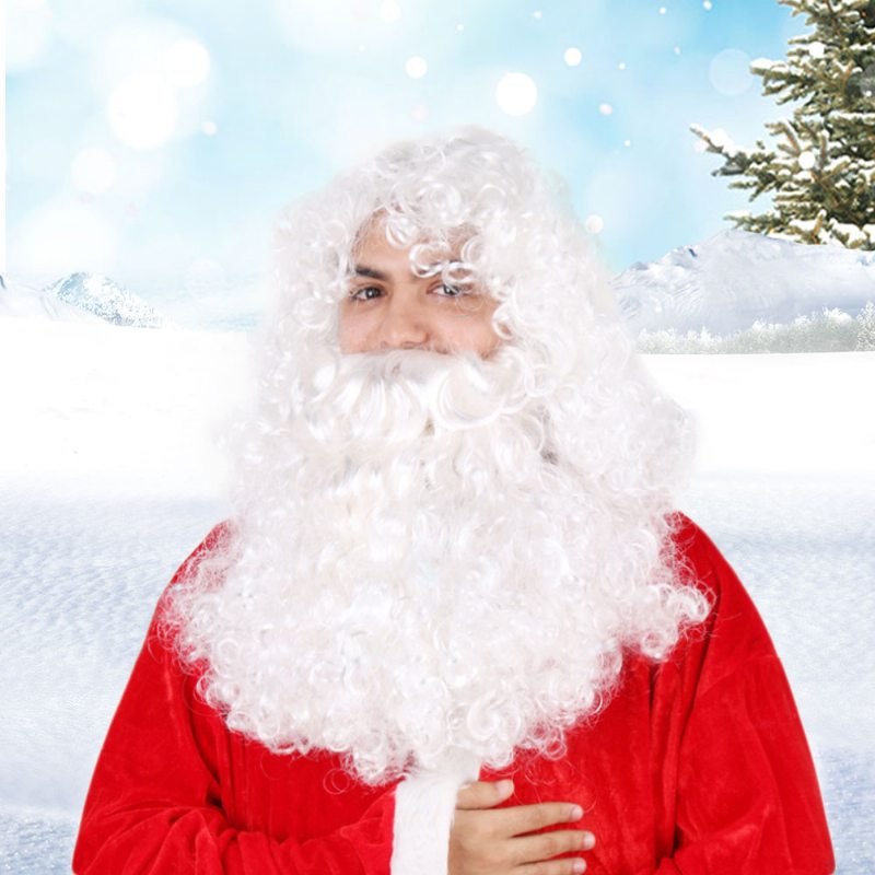 Santa Parochňa Pre Cosplayer Button Mesh Zdravé A Bezpečné Dlhé Kučeravé Biele Vlasy Drôtená S Vysokou Teplotou