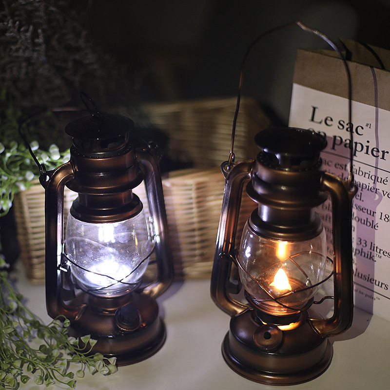Starožitná Petrolejová Lampa Retro Led Čierna Vianočná Dekoračná Domáca Dekorácia Prenosná S Teplým Svetlom