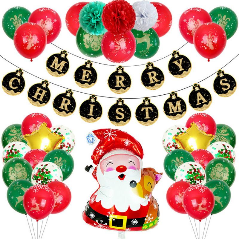 Súpravy Vianočných Ozdôb Fóliové Listy 12-palcové Plné Kvety Na Tlač Balónov Vytiahnite Vlajku Na Vianočný Večierok
