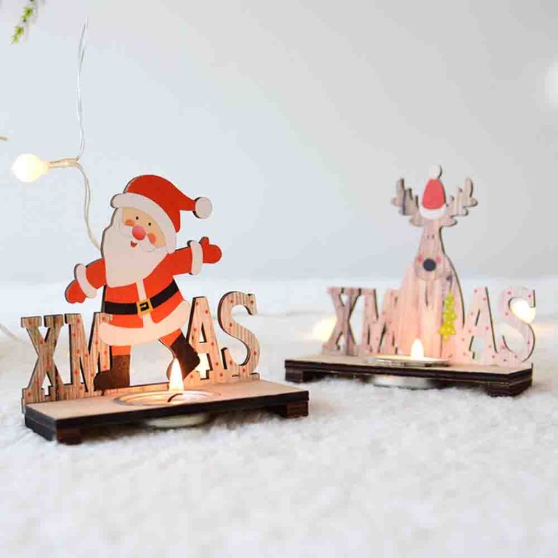 Svietnik Nordic Ins Drevený Snehuliak Elk Vianočný Holiday Home Dekor Vianočná Ozdoba