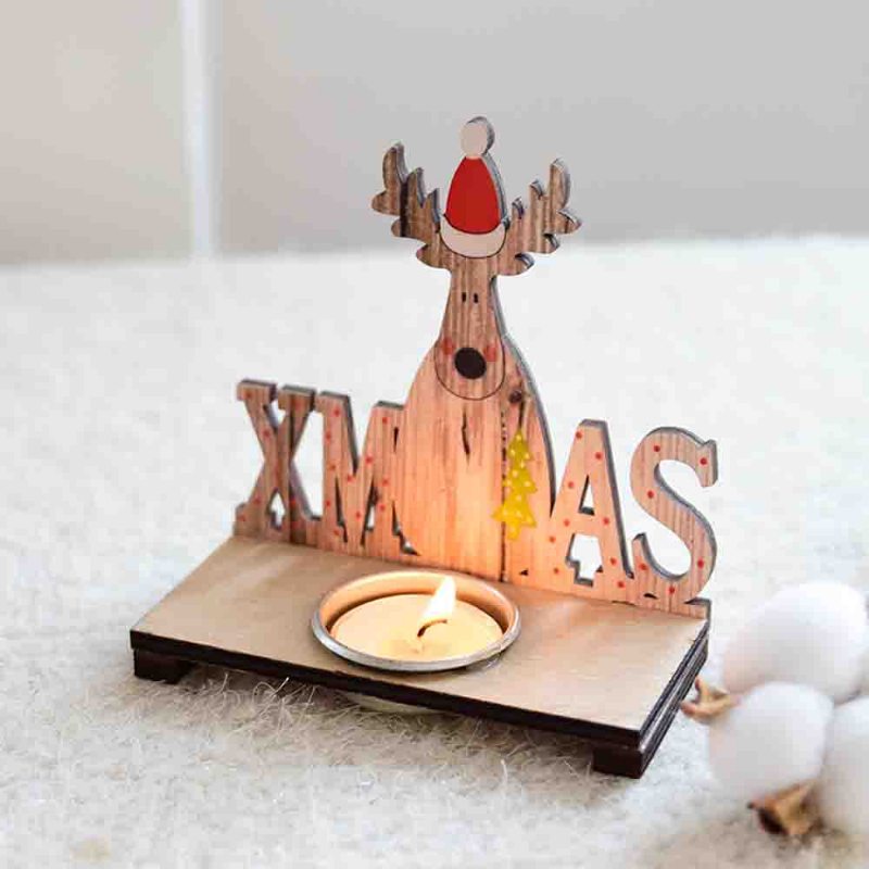 Svietnik Nordic Ins Drevený Snehuliak Elk Vianočný Holiday Home Dekor Vianočná Ozdoba
