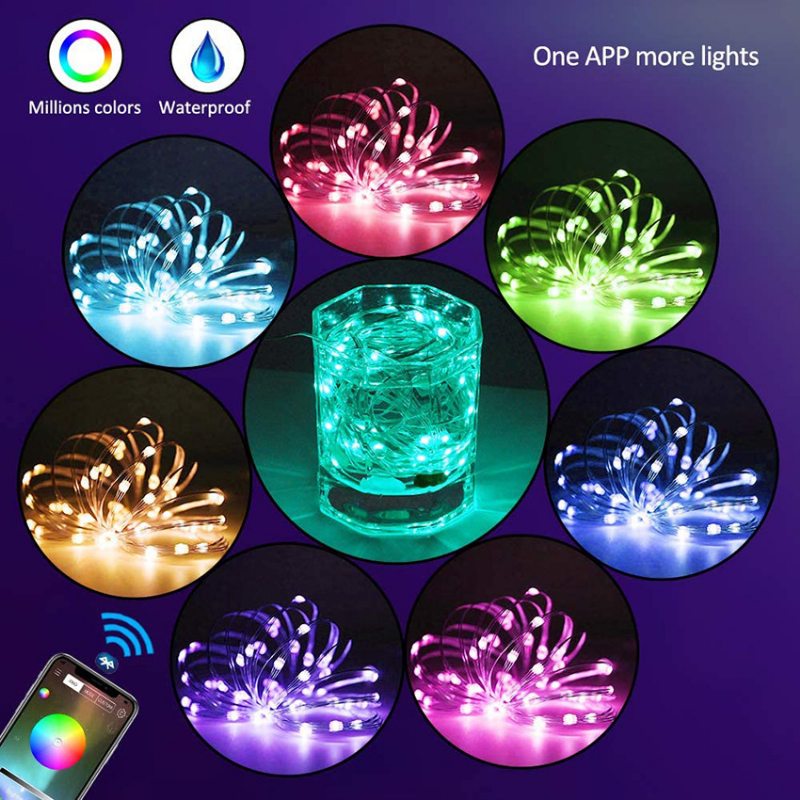 Vianočná Celofarebná Svetelná Šnúra Bluetooth Smart Usb Rgb Led Ozdoba