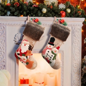 Vianočná Dekorácia Plyšová Výšivka Starček Snehuliak Vianočné Ponožky Dekorácie Detská Darčekové
