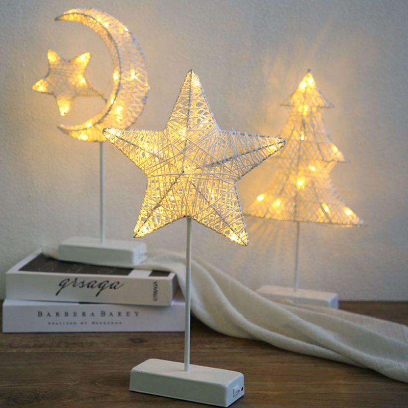 Vianočná Dekoratívna Lampa Teplá Biela Led Nočná Hviezda Srdce Stolová Modelovacia