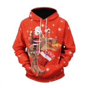 Vianočné Mikiny Pre Dospelých Bez Deformácií Bez Žmolkovania Svetre Santa Claus Dinosaurus Priedušná Polyester Vianočný Pánsky Sveter S Kapucňou