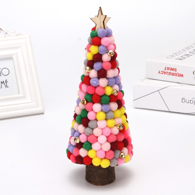 Vianočné Ozdoby Farebné Kožušinové Gule Stolný Malý Stromček 28 cm Mini Vianočný Nastavenie Kreatívne Darčeky Pre Deti