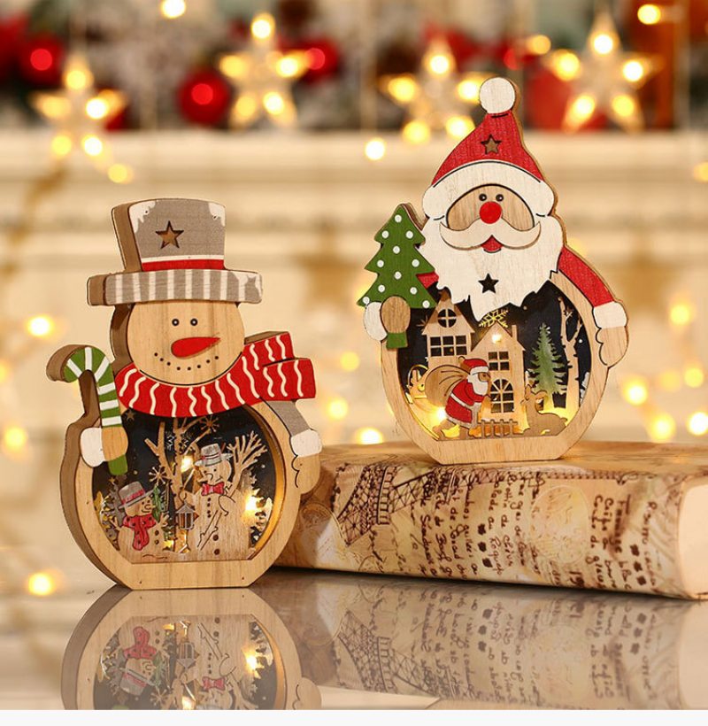 Vianočné Ozdoby Led Svietiace Santa Claus Drevené Dekorácia Na Okná Hotela Darčeky