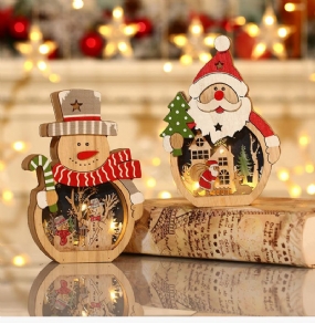 Vianočné Ozdoby Led Svietiace Santa Claus Drevené Dekorácia Na Okná Hotela Darčeky