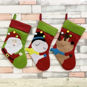 Vianočné Ozdoby Rodinné Ponožky Gift Bag Machine Vyšívané Snehuliak Starec Jeleň