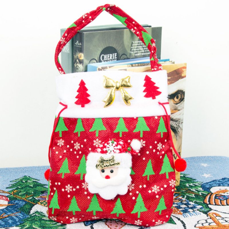 Vianočný Darček Santa Claus’ Candy Bag Na Štedrý Deň Zamatová Kabelka So Zlatým Zdobením Tri Vzory