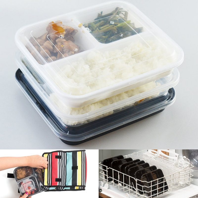 10 Jednorázových Boxov Na Prípravu Jedla Obed Bpa Free Boxy Plastové Na Tri Mriežky