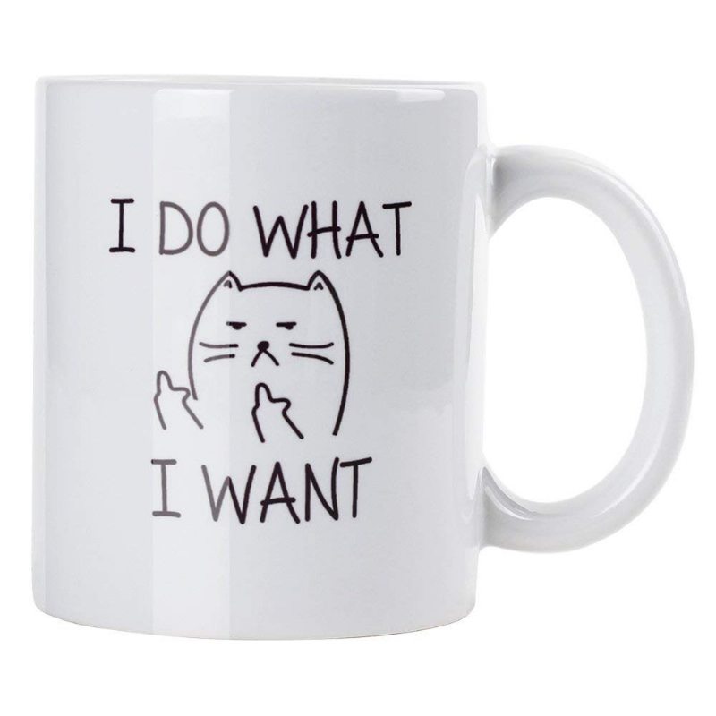 11 Oz Funny Coffee Mug Cat Middle Finger Keramický Hrnček/šálka