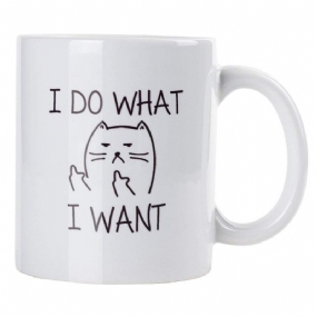 11 Oz Funny Coffee Mug Cat Middle Finger Keramický Hrnček/šálka