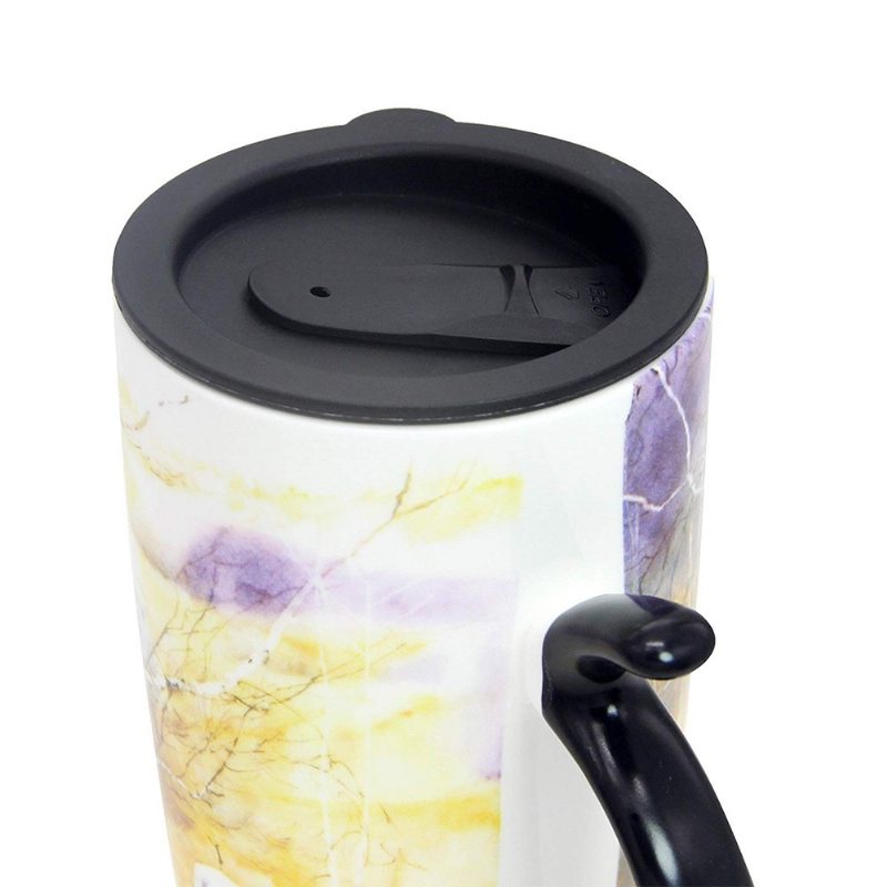 Cestovný Keramický Hrnček Na Kávu So Zapečateným Viečkom Veľká Porcelánová Šálka Na Čaj Na Latte S Efektnou Potlačou 20 Oz