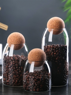 Drevená Guľôčková Zátka Zásobník Na Skladovanie Kávových Zŕn Na Čaj Na Suché Ovocie