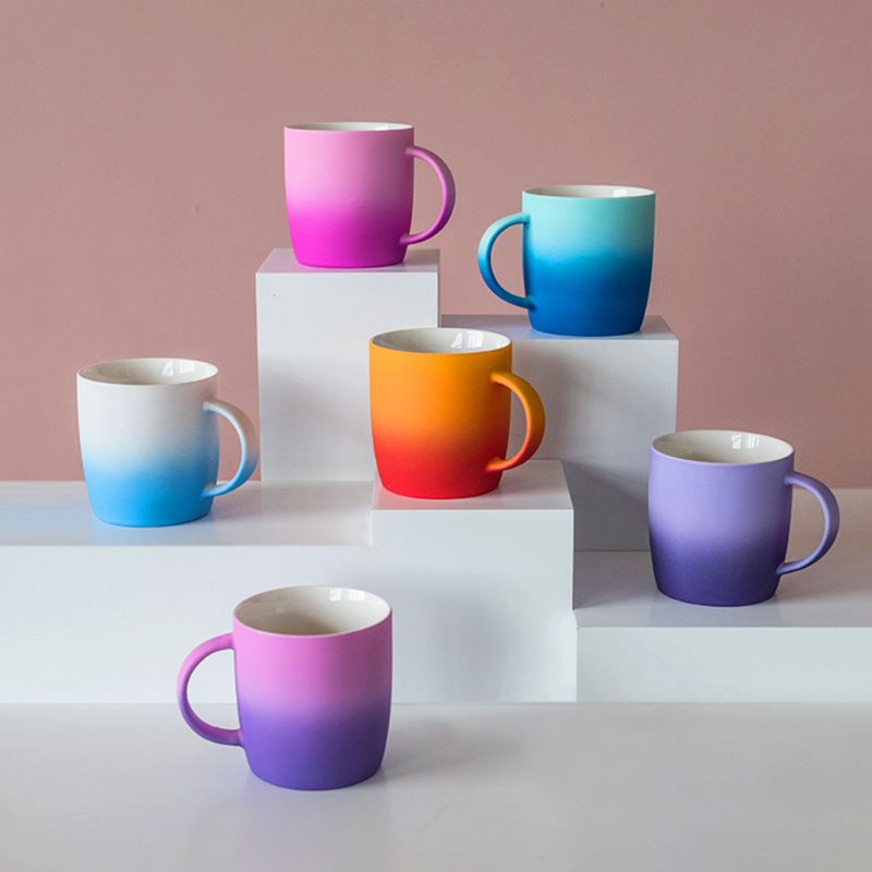 Elegantný Porcelánový Hrnček Na Kávu Gradient Color Matte Keramická Šálka Na Čaj