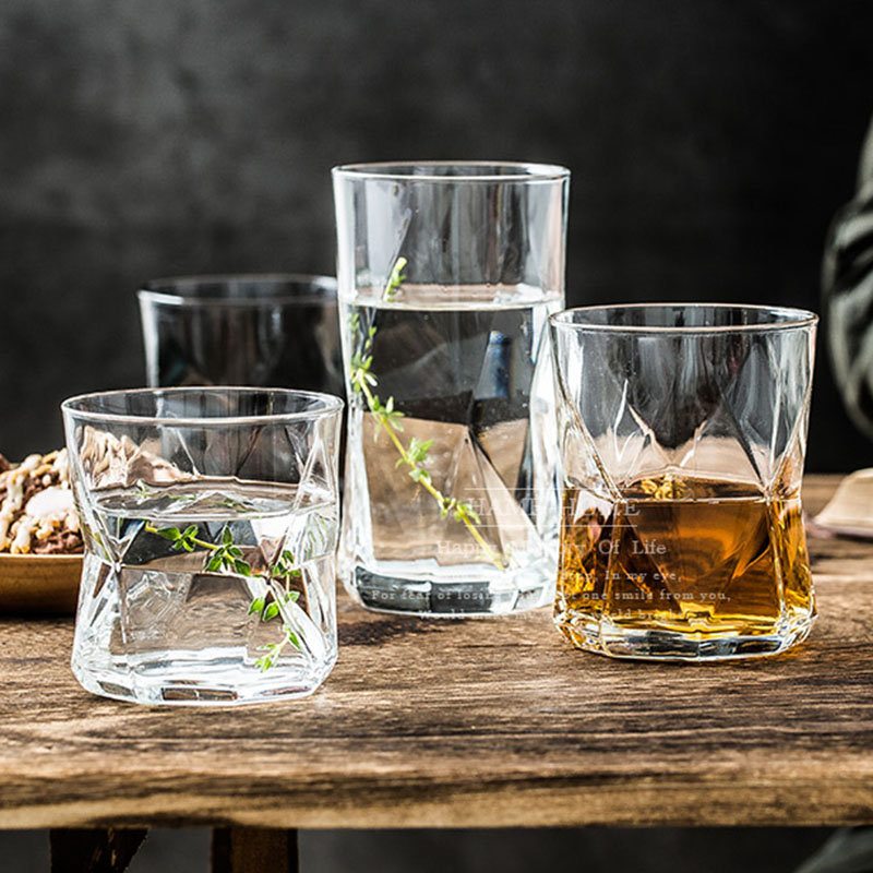 Geometrický Farebný Sklenený Pohár Žiaruvzdorný Čajový Džús Drink Whisky Na Víno Pre Domácu Kuchyňu