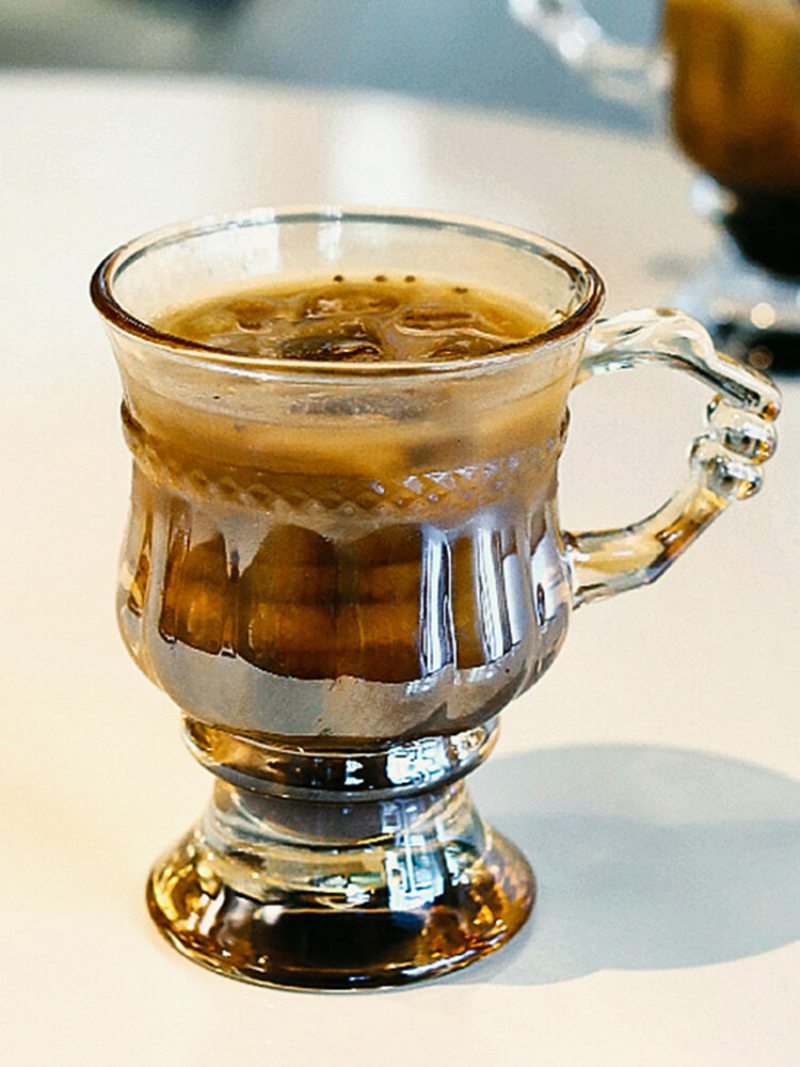 Ins Vintage Relief Glass High Foot Latte Coffee Cup