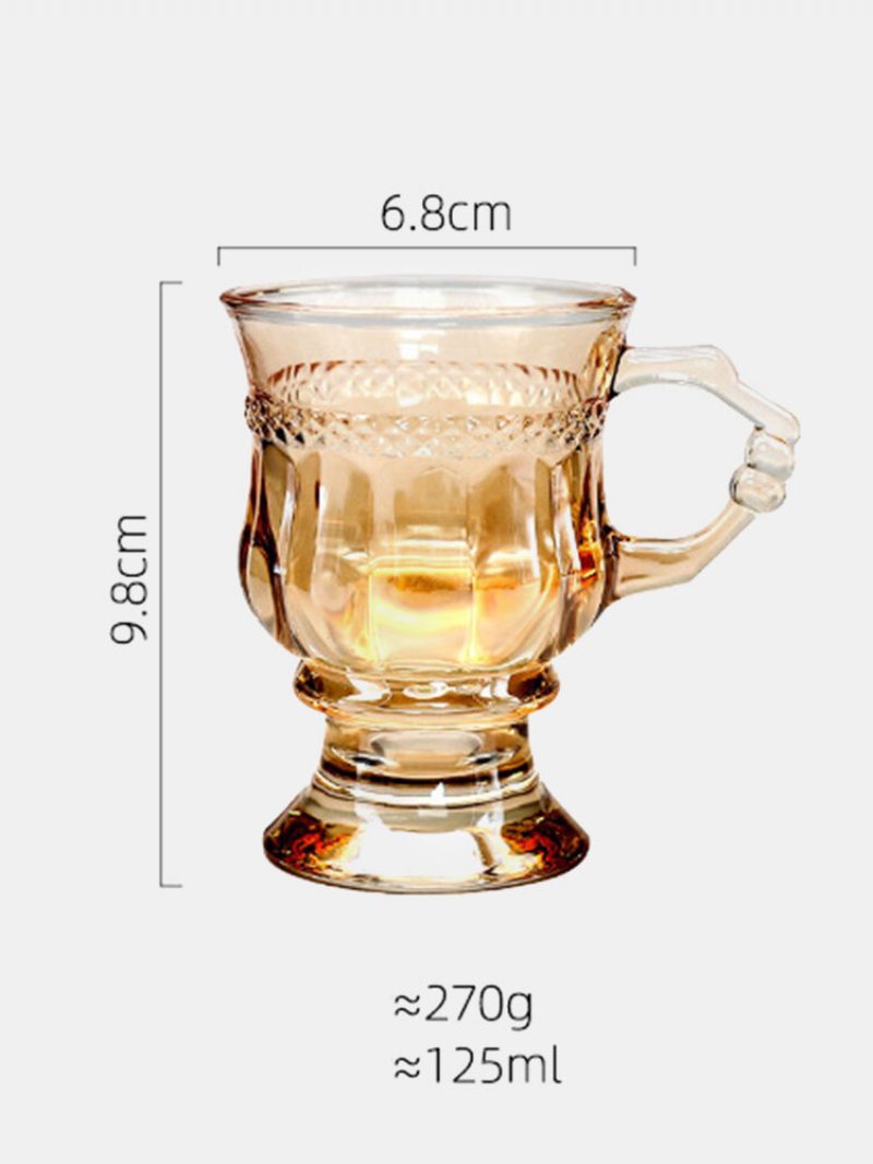 Ins Vintage Relief Glass High Foot Latte Coffee Cup